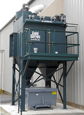 Cartridge dust collector collects foundry dust.